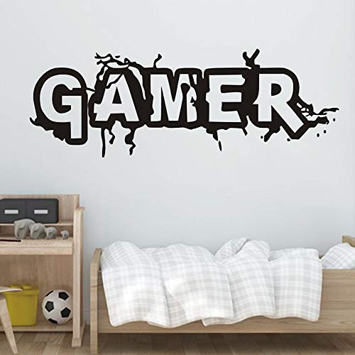 Gamer Wall Decal Vinyl Decal Art Design Stickers for Home Playroom Bedroom Game Boys Room Game Center Internet Bar(Gamer, 35 W x 11 H)