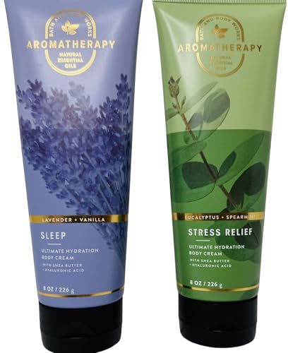 Bath & Body Works Aromatherapy Eucalyptus Spearmint and Lavender Vanilla Ultimate Hydration Body Cream 8 Ounces Pack of 2