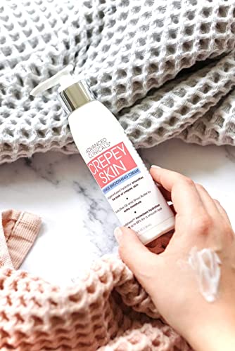 Advanced Clinicals Crepey Skin Wrinkle Smoothing Skin Care Cream Moisturizer For Body, Neck, & Décolleté. Anti Aging Skincare Lotion W/Collagen, Shea Butter, & Hyaluronic Acid. Large, 4 Fl Oz Bottle