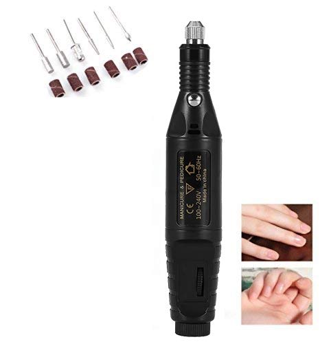 Nail Art Drill Kit File Professional Electric Manicure Pedicure Drill Sander Pen Nail Art Grinder with Multi Sanding Bits and Power Adapter (Black)