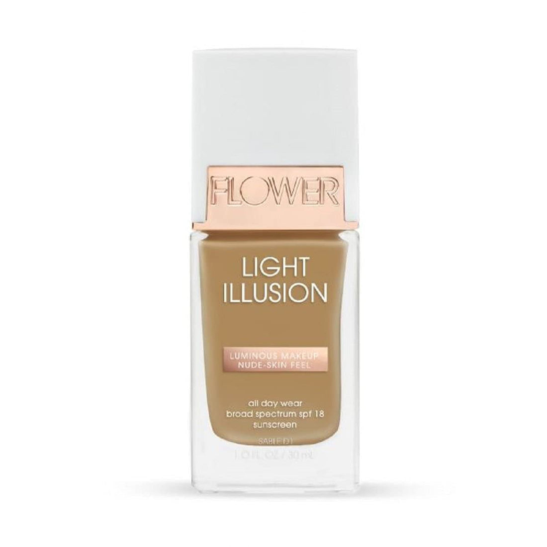 Flower Beauty Light Illusion Foundation with SPF 18 - Liquid Foundation Makeup with Buildable Coverage & Breathable/Lightweight Formula - Natural Complexion (Sable)