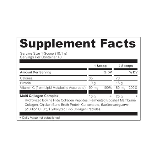 Ancient Nutrition Collagen Powder Protein with Probiotics, Multi Collagen Protein with Vitamin C, Hydrolyzed Collagen Peptides Supports Skin and Nails, Gut Health (40 Servings, Unflavored)