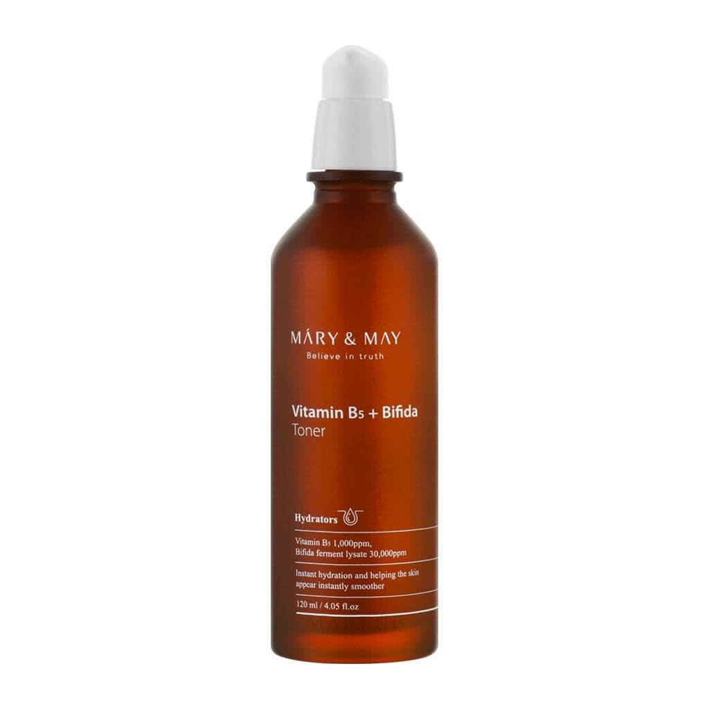 Mary&May Vitamin B5 + Bifida Toner - Nourishing Face Toner for Enhanced Skin Barrier Strength and Moisture Retention - 30,000ppm Bifida Fermentation & 1,000ppm Vitamin B5, 4.06 fl.oz.