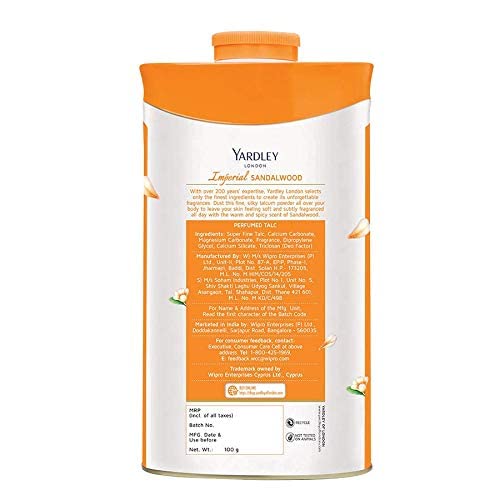 Yardley London Imperial Sandalwood Talc for Women, 100g