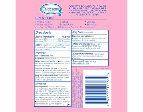 Caldesene Medicated Protecting Powder with Zinc Oxide & Cornstarch, 5 oz (Pack of 6)