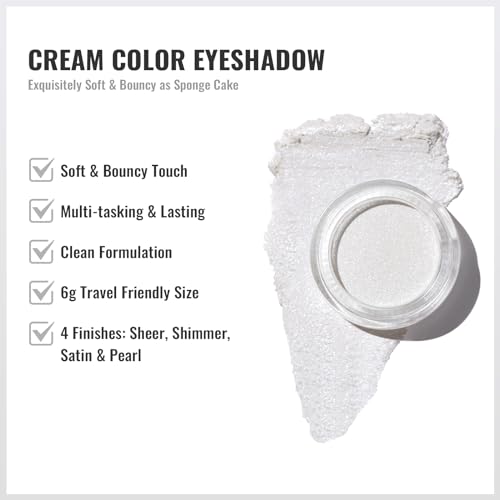 Oulac Shimmer White Cream Eyeshadow Primer| Highlighter Waterproof & Long Lasting Glitter Eyeshadow Natural Color Eye Shadow for Women 6g (01)