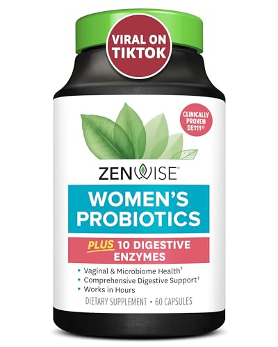 Zenwise Health Probiotics for Women - Digestive Enzymes for Bloating Relief, Vaginal Health, and Gut Flora Health, Daily Women Probiotic & Prebiotic Supplement for Digestive Health - 60 CT