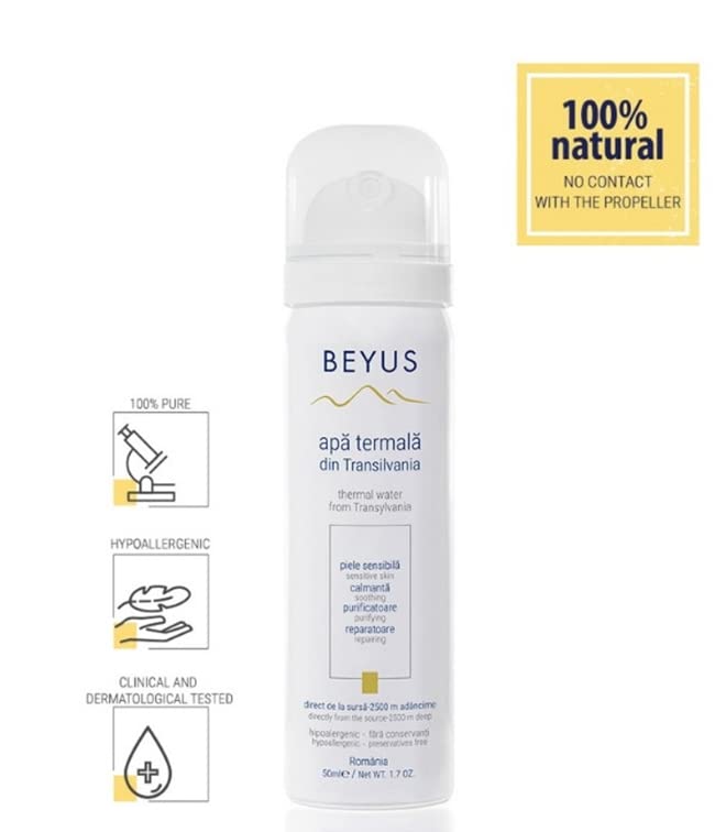 Beyus Transylvania Thermal Water|No contact with propellant no contact with the outside environment|Hydrating Soothing Calming|Senzitve Skin Skin Irritations Blemishes