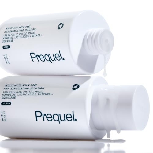 Prequel Skin Multi-Acid Milk Peel, Professional Exfoliating Solution. 15% Glycolic Acid Face Peel with Lactic Acid and Enzymes. Hydrating Chemical Exfoliant. Clinical Strength Formula, 7.6oz Bottle.