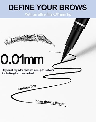 Easilydays Ultra-Fine Liquid Eyeliner & Eyebrow Pencil, 2 In 1high-Pigmented Multifunctional Wild Water Eyebrow Pencil, Felt-Tip Quick Drying Waterproof Eye Liner Pen Women Perfect Eye Makeup (04)