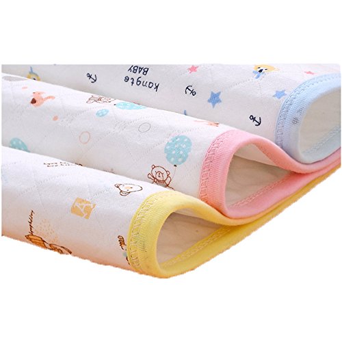 3pcs Pack Monvecle Baby Infant Cotton Waterproof Changing Pads Washable Resuable Diapers Liners Mats (3 Colors Pack-28x20)