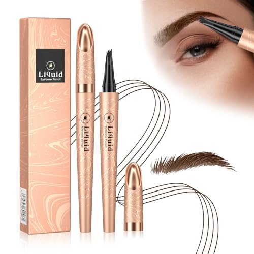 Ursoulney Eyebrow Pen - Liquid Eye Brow Microblading Pencil With Micro 4 Point Lift & Brow Pen Snatch, Long-Lasting Waterproof for Natural Eyebrow Hair Eye Makeup (Dark Brown,02#)
