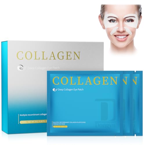 Dongyu Collagen Under Eye Patches: Real Collagen Overnight Eye Gels Mask With Caffeine Peptides Niacinamide - Dark Circles Puffiness Eye Bags Improvement - Wrinkles Smile Line Skincare Pads - 6 Pairs