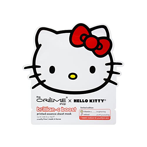 The Crème Shop x Hello Kitty Brillian-C Boost Printed Essence Sheet Mask, Vitamin C and Retinol Face Mask - 3 Pack