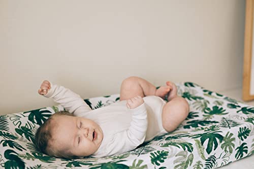 Little Unicorn Premium Changing Pad Cover | Extra Soft & Breathable Muslin Fabric (Tropical Leaf)