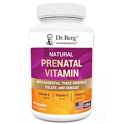 Dr. Berg Natural Prenatal Vitamins for Women (Pregnant & Nursing) - Prenatal Vitamins with Folate, Vitamins, Minerals, Omegas, &11 Powerful Superfoods - Womens Prenatal Multivitamin - 60 Capsules