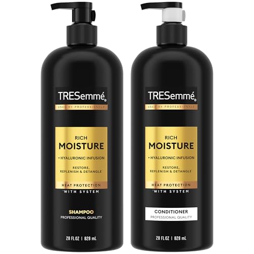 TRESemmé Shampoo & Conditioner, Rich Moisture – Moisturizing Hair Care with Hyaluronic Acid, Paraben-Free, 28 Oz Ea