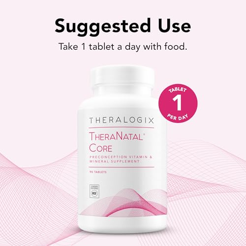 Theralogix TheraNatal Core Preconception Vitamin Supplement - 90-Day Supply - Prenatal Vitamins & Fertility Supplement for Women with Folate, Vitamin D3, Choline & More* - NSF Certified - 90 Tablets