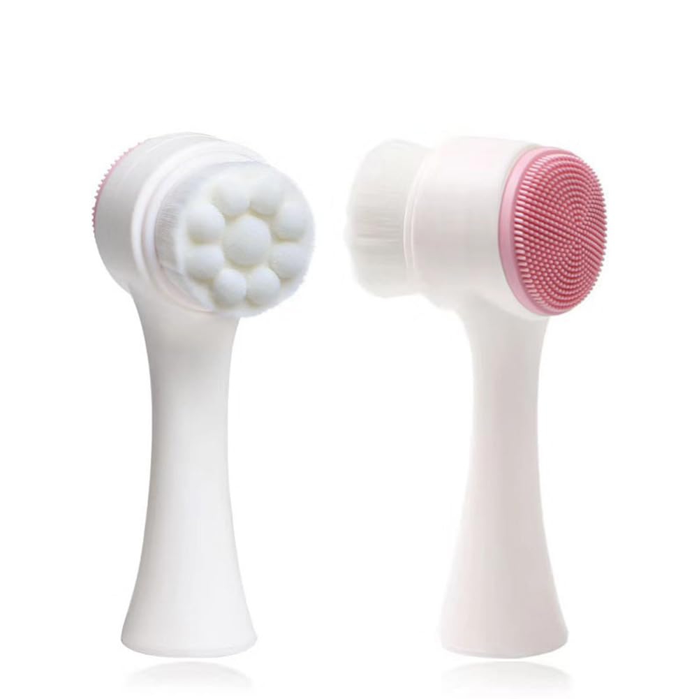 AKOAK 1 Pack Double-sided Cleansing Brush, Silicone Manual Cleansing, Deep Cleansing, for Pore Cleaning, Exfoliating, Blackhead Removal and Massage