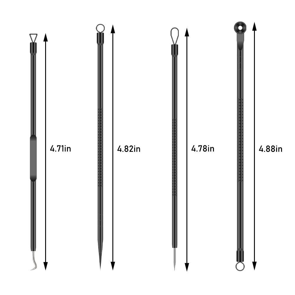 Blackhead Remover Pimple Popper Tool Kit 4 Pcs Acne Comedone Zit Blackhead Extractor Tool for Nose Face,Stainless Steel Whitehead Popping Removal Tool Set