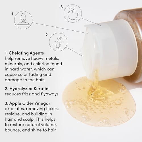 OUAI Detox Shampoo - Clarifying Shampoo for Build Up, Dirt, Oil, Product and Hard Water - Apple Cider Vinegar & Keratin for Clean, Refreshed Hair - Sulfate-Free Hair Care (10 oz)