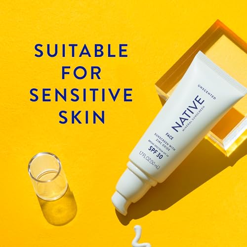 Native Sunscreen SPF 30, Zinc Oxide Dermatologist Tested Suitable for Sensitive Skin & Hawaii Compliant, 5 Ounces | Unscented Sun Protection Lotion, Lightweight & Smooth