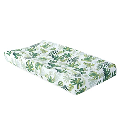 Little Unicorn Premium Changing Pad Cover | Extra Soft & Breathable Muslin Fabric (Tropical Leaf)