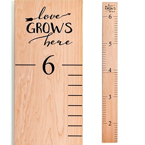 HEADWATERS STUDIO Wooden Kids Growth Chart - Measuring Board with Natural Design (63x6.7)