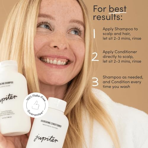 Jupiter, Physician-Formulated Anti-Dandruff Shampoo & Conditioner, for Flaky, Itchy, Oily, Dry Scalp, Vegan, Sulfate-Free, Color-Safe, & Paraben-Free, Dry Scalp Shampoo and Conditioner for Women & Men