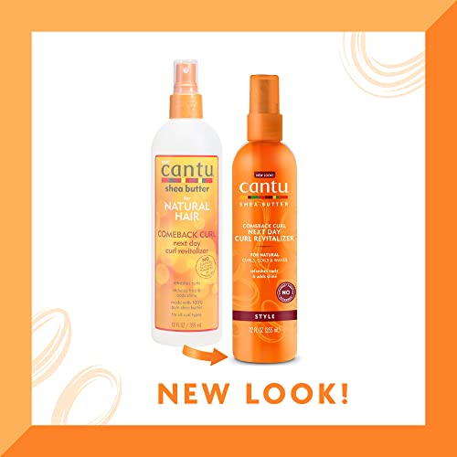 Cantu Comeback Curl Next Day Curl Revitalizer Mist with Shea Butter for Natural Hair, 12 fl oz (Packaging May Vary)