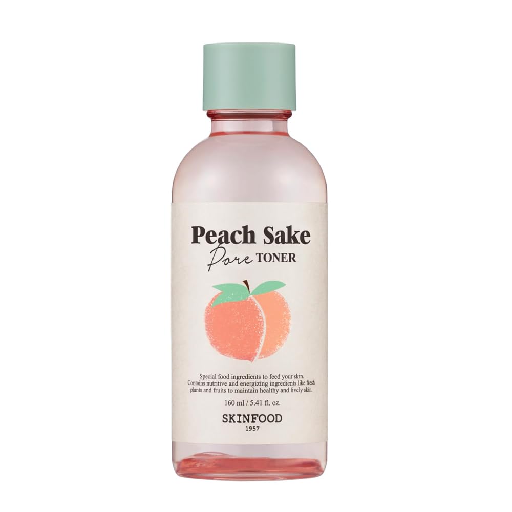 SKINFOOD Peach Sake Facial Toner 135ml - Tighten Pores and Sebum Control - Skin Moisturizing, Refining, & Hydrating Facial Toners for Oily Skin - Enlarge and Deep Pores Remedy (5.41 fl.oz.)