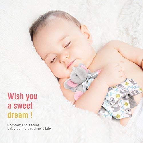 Zooawa Elephant Loveys for Babies Unisex for 1 2 3 4 5 6 Months Security Blanket Soft Stuffed Animal Elephant Baby Stuff Lovie Snuggle Blanket, Soothing Plush Toys Baby Gift for Newborn, Colours