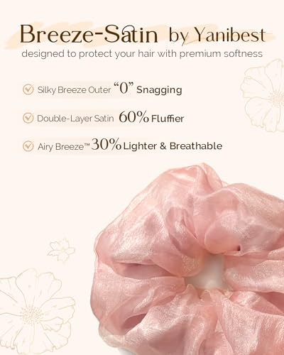 Yanibest Hair Scrunchies for Women - 4 Pcs Breeze Satin Scrunchies, Soft Ponytail Holders, No Crease Hair Ties Hair Accessories