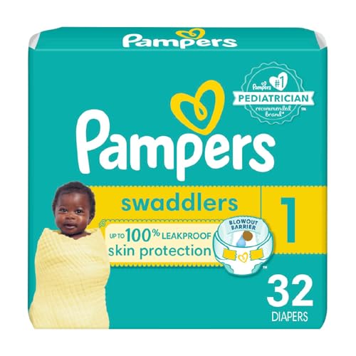 Pampers Swaddlers Diapers - Size 1, 32 Count, Ultra Soft Disposable Baby Diapers