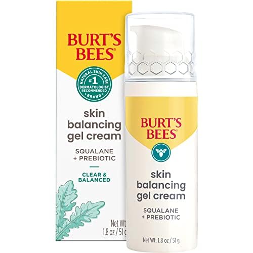 Burt's Bees Clear and Balanced Skin Balancing Gel Cream With Squalane and Prebiotic, Gel Moisturizer for Breakout-Prone Skin, 99 Percent Natural Origin Skin Care, 1.8 oz. Bottle - Pack of 2