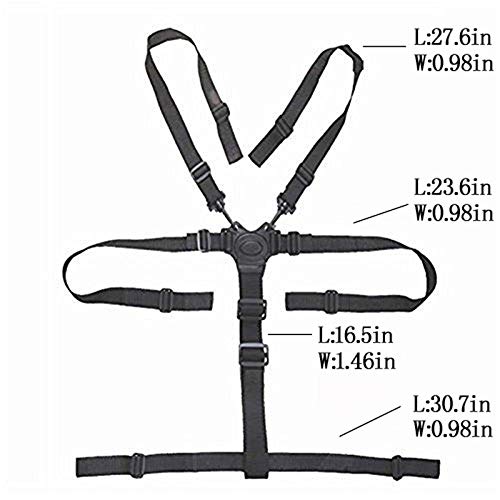 twoworld Baby High Chair Seat Cushion Liner Mat Pad Cover Resistant and High Chair Straps (5 Point Harness) 1 Suit (Fashion Gray)
