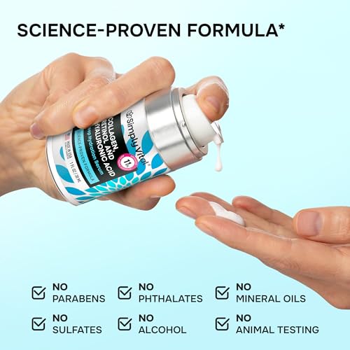 SimplyVital Collagen, Retinol & Hyaluronic Acid Serum - Anti-Aging Moisturizer for Face, Neck & Décolleté - Made in USA, Deep Moisturizing Skin Care Complex - Hydrating Facial Serum for Women, 1 fl.oz