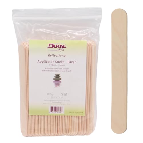 Dukal Large Wooden Wax Sticks - Body Hair Removal Applicator for Waxing, ¾” x 6” (Pack of 100)