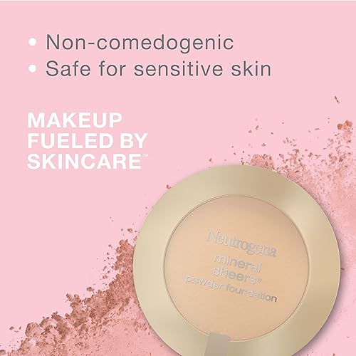 Neutrogena Mineral Sheers Compact Powder Foundation, Lightweight & Oil-Free Mineral Foundation, Fragrance-Free, Nude 40, .34 oz, 2 Pack