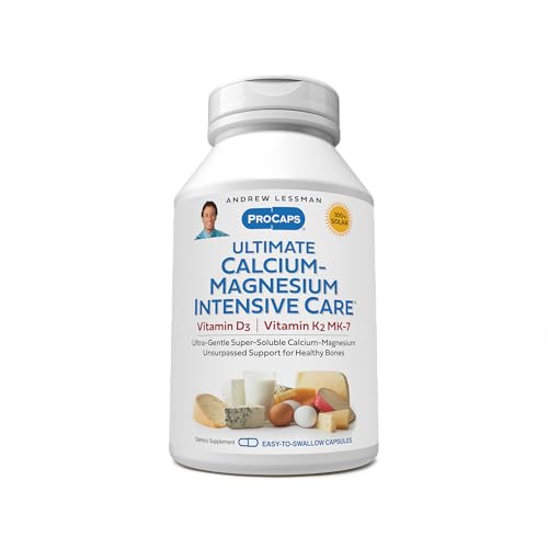 ANDREW LESSMAN Ultimate Calcium-Magnesium Intensive Care with Vitamin D3 and K2 MK7-120 mcg - 60 Capsules - Bone and Skeleton Health Essentials. Gentle, Easy to Swallow, Soluble. No Additives