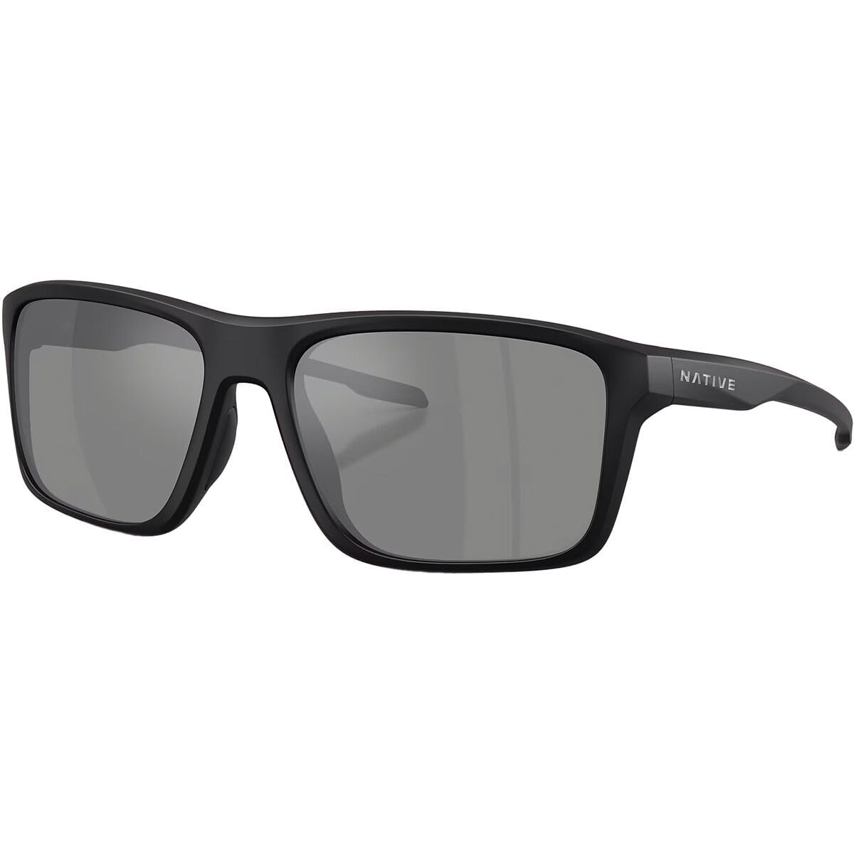 Native Eyewear Men's XD9043 Tavern Square Sunglasses, Matte Black/Silver Mirrored Polarized, 57 mm