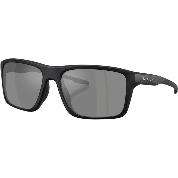Native Eyewear Men's XD9043 Tavern Square Sunglasses, Matte Black/Silver Mirrored Polarized, 57 mm
