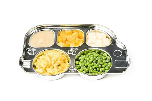 Innobaby Stainless Bus Plate with Airtight Sectional Lid, The Original, Leak-Resistant Divided Platter, Mom Invented Fun Shape Plate Din Din SMART for Babies, Toddlers and Kids, BPA Free Plate