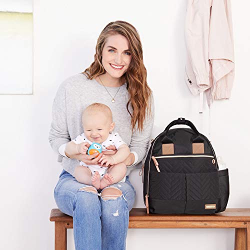 Skip Hop Diaper Bag Backpack: Suite 6-in-1 Diaper Backpack Set, Multi-Function Baby Travel Bag with Changing Pad, Stroller Straps, Bottle Bag and Pacifier Pocket, Black
