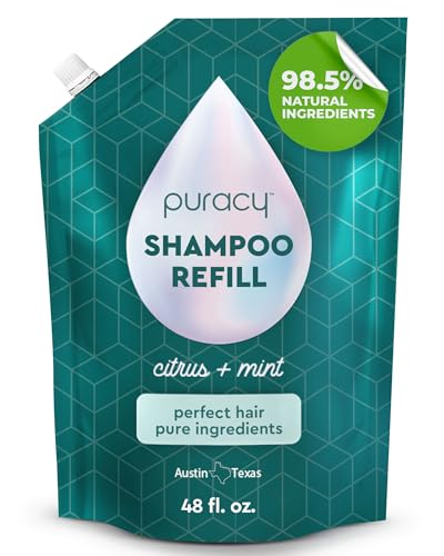 Puracy Shampoo, Gently Clarifying for All Hair & Scalp Types, Perfect Hair from Pure Ingredients, Enriched with Rosemary Oil to Stimulate Hair Growth, Sulfate-Free and Color Treated-Safe, 48 Oz