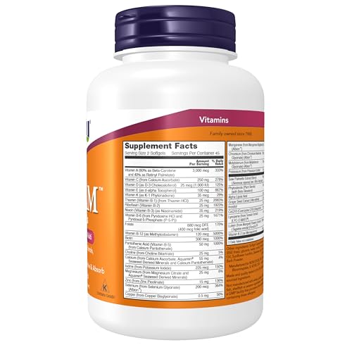 NOW Supplements, ADAM™ Men's Multivitamin with Saw Palmetto, Plant Sterols, Lycopene & CoQ10, 90 Softgels