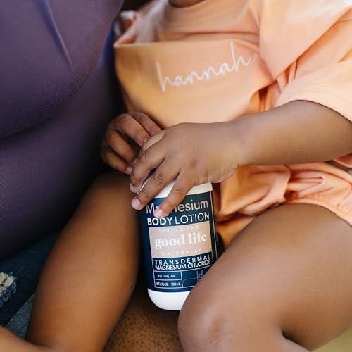 Magnesium Body Lotion by Living the Good Life Naturally - Handmade in the USA with Vitamin E, Jojoba Oil, Cocoa Butter, and Magnesium Chloride for Sensitive Skin (Bottle color may vary) - 200 mL