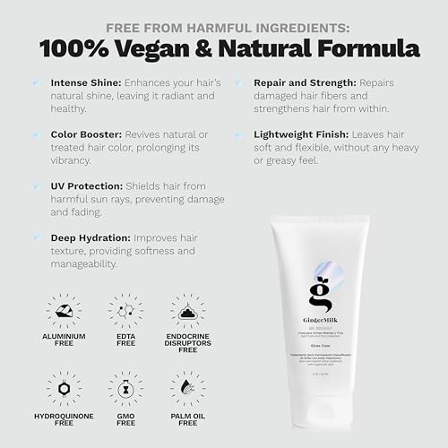 Ginger Milk Hair Gloss Clear Shine and Color-Enhancing Treatment with Hyaluronic Acid, Semi-Permanent Color for Dull & Dry Hair Sulfate Free | BE BRIGHT 5 Fl Oz | 150 ml