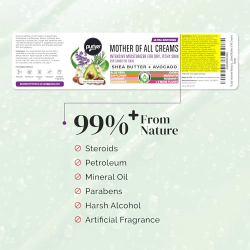 Puriya Intensive Moisturizer with Honey, Shea Butter, Hydrating, Soothing for Dry, Irritated, Sensitive Skin, Daily Multi Purpose Cream for Hands, Body, Long Lasting, Plant Based Mother of All Creams