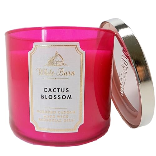 Bath & Body Works, White Barn 3-Wick Candle w/Essential Oils - 14.5 oz - New Core Scents! (Cactus Blossom)